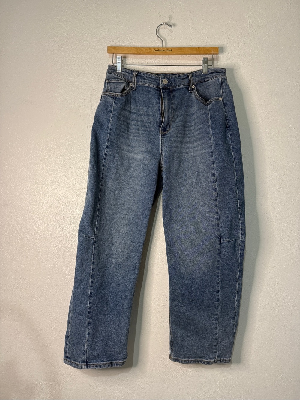 Wonderly Relaxed Barrel-Leg Blue Denim Jeans. Sz 8. NWOT.